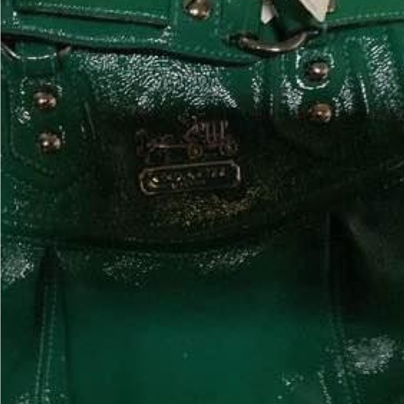 Coach Emerald Green Patent Leather Shoulder Bag - Picture 6 of 12